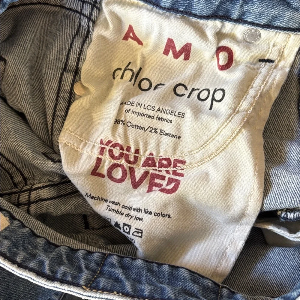 AMO Chloe Crop Straight Jeans You Are Loved Size 28‎